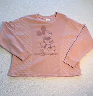 Walt Disney World Pink Quilted Side Panel Mickey Mouse Embroidered Sweatshirt